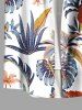 Chemise hawaïenne grande taille pour homme, à imprimé feuilles tropicales et fleurs d'hibiscus, boutons et poche. - Blanc 6XL