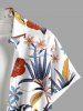 Chemise hawaïenne grande taille pour homme, à imprimé feuilles tropicales et fleurs d'hibiscus, boutons et poche. - Blanc 6XL