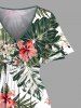 Robe midi hawaïenne fendue à imprimé feuilles tropicales et fleurs d'hibiscus (grande taille) - Vert L