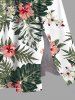 Plus Size Hibiscus Flower Tropical Leaf Print Split Hawaii Midi Dress -  