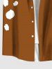 Chemise de Noël grande taille pour homme, imprimée avec barbe de Père Noël et boutons, avec poche. - Brun Légère S