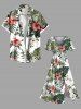 Plus Size Hibiscus Flower Tropical Leaf Print Split Hawaii Midi Dress -  