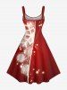 Robe débardeur grande taille imprimée flocons de neige et étoiles de Noël - Rouge 1X
