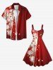 Robe débardeur grande taille imprimée flocons de neige et étoiles de Noël - Rouge 1X
