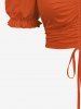 Plus Size Cinched Ruched Ruffles Cold Shoulder Cami Top -  