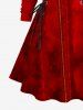 Plus Size Christmas Gingerbread Candy Suit Pattern Print Lace Up A Line Hooded Dress -  