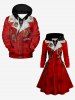 Plus Size Christmas Gingerbread Candy Suit Pattern Print Lace Up A Line Hooded Dress -  