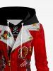 Plus Size Christmas Gingerbread Candy Suit Pattern Print Lace Up A Line Hooded Dress -  