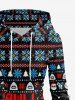 Plus Size Christmas Tree Snowflake Santa Claus Shark Print Lace Up A Line Hooded Dress -  
