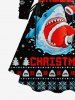 Plus Size Christmas Tree Snowflake Santa Claus Shark Print Lace Up A Line Hooded Dress -  