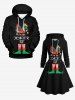 Plus Size Christmas Clown Elf Print Lace Up A Line Hooded Dress -  