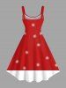 Robe trapèze grande taille à imprimé flocons de neige, Père Noël et skateboard - Rouge S