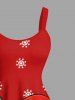 Robe trapèze grande taille à imprimé flocons de neige, Père Noël et skateboard - Rouge S