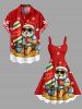 Plus Size Christmas Snowflake Santa Claus Skateboard Print A Line Dress -  