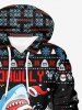 Sweat à capuche à manches longues pour homme, grande taille, motif sapin de Noël, flocons de neige, Père Noël et requin - Noir M