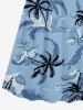 Robe à bretelles croisée trapèze imprimée de cocotiers et de vagues, grande taille, style hawaïen - Bleu Ciel 6X