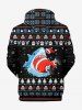 Plus Size Christmas Tree Snowflake Santa Claus Shark Print Pullover Long Sleeves Hoodie For Men -  