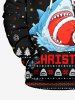 Plus Size Christmas Tree Snowflake Santa Claus Shark Print Pullover Long Sleeves Hoodie For Men -  
