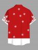 Plus Size Christmas Snowflake Santa Claus Skateboard Print Button Pocket Shirt For Men -  