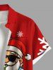 Plus Size Christmas Snowflake Santa Claus Skateboard Print Button Pocket Shirt For Men -  