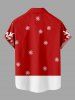 Plus Size Christmas Snowflake Santa Claus Skateboard Print Button Pocket Shirt For Men -  