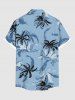 Chemise hawaïenne à poches boutonnées, imprimé vagues et cocotiers, grandes tailles pour hommes - Bleu Ciel S