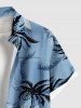 Chemise hawaïenne à poches boutonnées, imprimé vagues et cocotiers, grandes tailles pour hommes - Bleu Ciel S