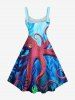 Plus Size Octopus Plant Ombre Seabed Print Hawaii A Line Dress -  