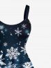 Robe débardeur grande taille à imprimé flocons de neige et galaxie pour Noël - Bleu de Minuit 6X