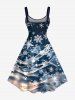 Robe débardeur grande taille à imprimé flocons de neige et galaxie pour Noël - Bleu de Minuit 6X