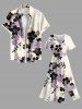 Robe midi hawaïenne fendue à imprimé floral et feuilles grande taille - Abricot L