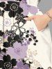 Robe midi hawaïenne fendue à imprimé floral et feuilles grande taille - Abricot L