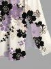 Robe midi hawaïenne fendue à imprimé floral et feuilles grande taille - Abricot L