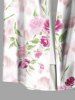 Plus Size Rose Flower Leaf Print Buttons Pocket Hawaii Shirt For Men -  