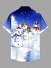 Plus Size Christmas Tree Snowman Snowflake Print Buttons Pocket Shirt For Men -  