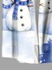 Plus Size Christmas Tree Snowman Snowflake Print Buttons Pocket Shirt For Men -  