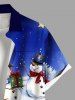 Plus Size Christmas Tree Snowman Snowflake Print Buttons Pocket Shirt For Men -  