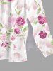 Robe mi-longue hawaïenne fendue à imprimé rose et feuilles grande taille - Blanc L