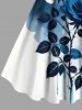 Plus Size Rose Flower Leaf Watercolor Print Tank Dress -  