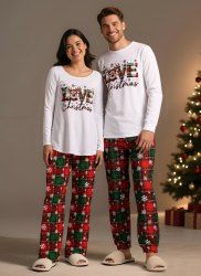 Matching Elk Snowflakes Christmas Pajamas for Couples Sleepwear Set -  