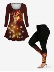 Christmas Ball Elk Snowflake Glitter 3D Print Plus Size Matching Set -  