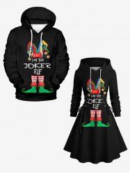 Christmas Clown Elf Print Plus Size Matching Outfit For Couples -  
