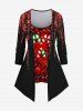 Christmas Candy Bowknot Sparkling Sequin Tassel Glitter 3D Print Plus Size Matching Set -  