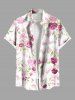 Ensemble de plage hawaïen assorti grande taille à imprimé rose et feuilles pour couples - Blanc 
