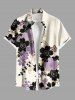 Ensemble de plage hawaïen assorti grande taille à imprimé fleurs et feuilles pour couples - Abricot 