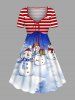 Christmas Tree Snowman Snowflake Stripes Print Plus Size Matching Outfit For Couples -  