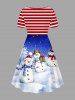 Christmas Tree Snowman Snowflake Stripes Print Plus Size Matching Outfit For Couples -  