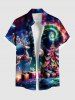 Colorful Christmas Tree Elk Gift Ball Galaxy Print Plus Size Matching Outfit For Couples -  