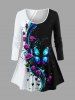 Rose Flower Butterfly Heart Colorblock Print Plus Size Hawaii Matching Set -  