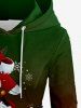 Plus Size Christmas Snowflake Stocking Ombre Print Lace Up A Line Hooded Dress - Rouge Vineux 4X